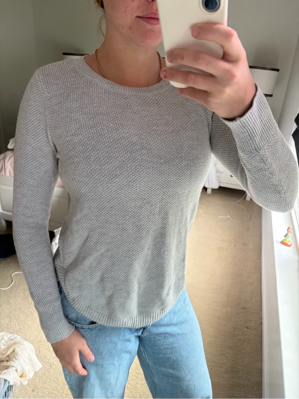 Gap Classic Light Gray Crewneck Sweater for Women